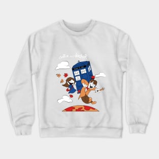 Clara and Doctor travel with Tardis Crewneck Sweatshirt